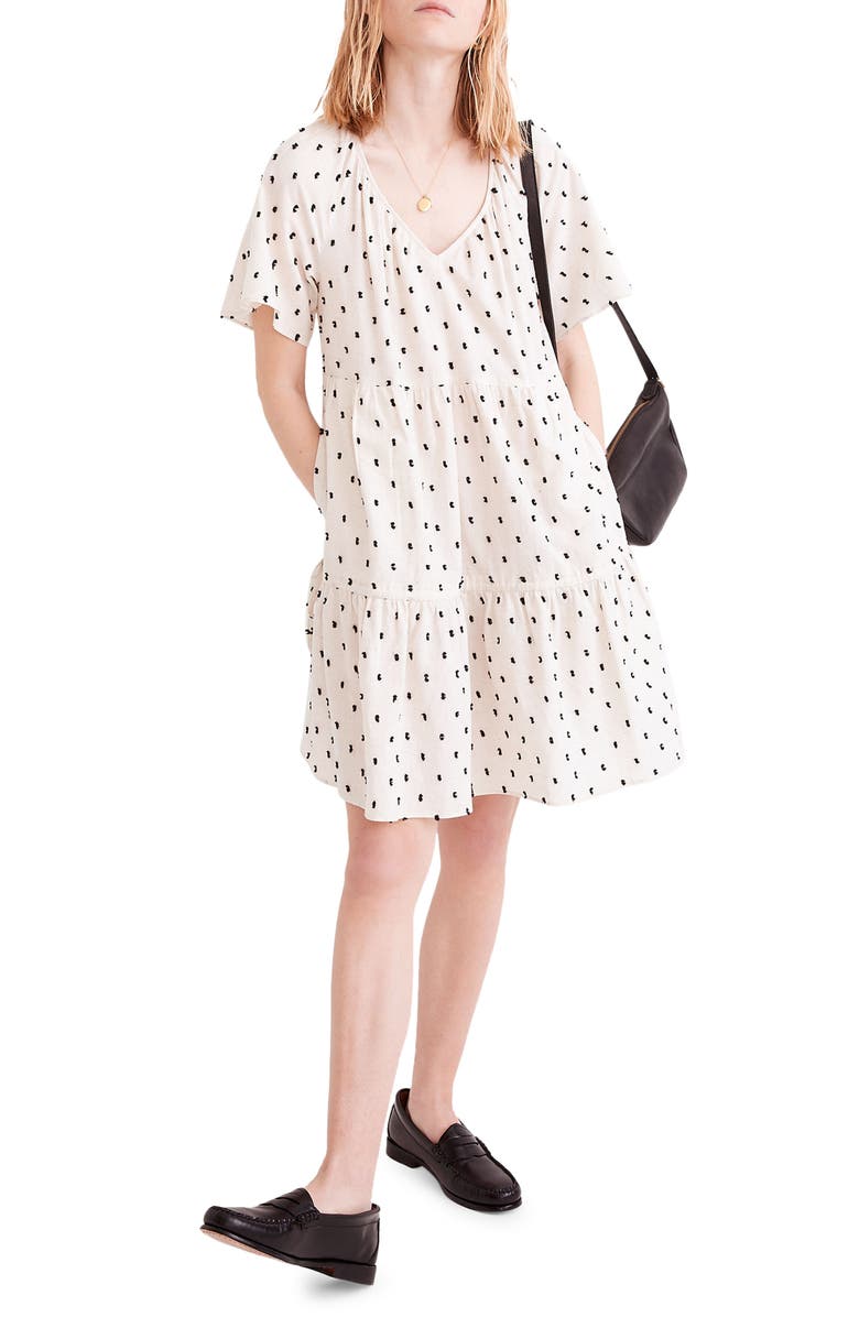 Madewell Lorelei Clip Dot Cotton & Linen Minidress, Main, color,