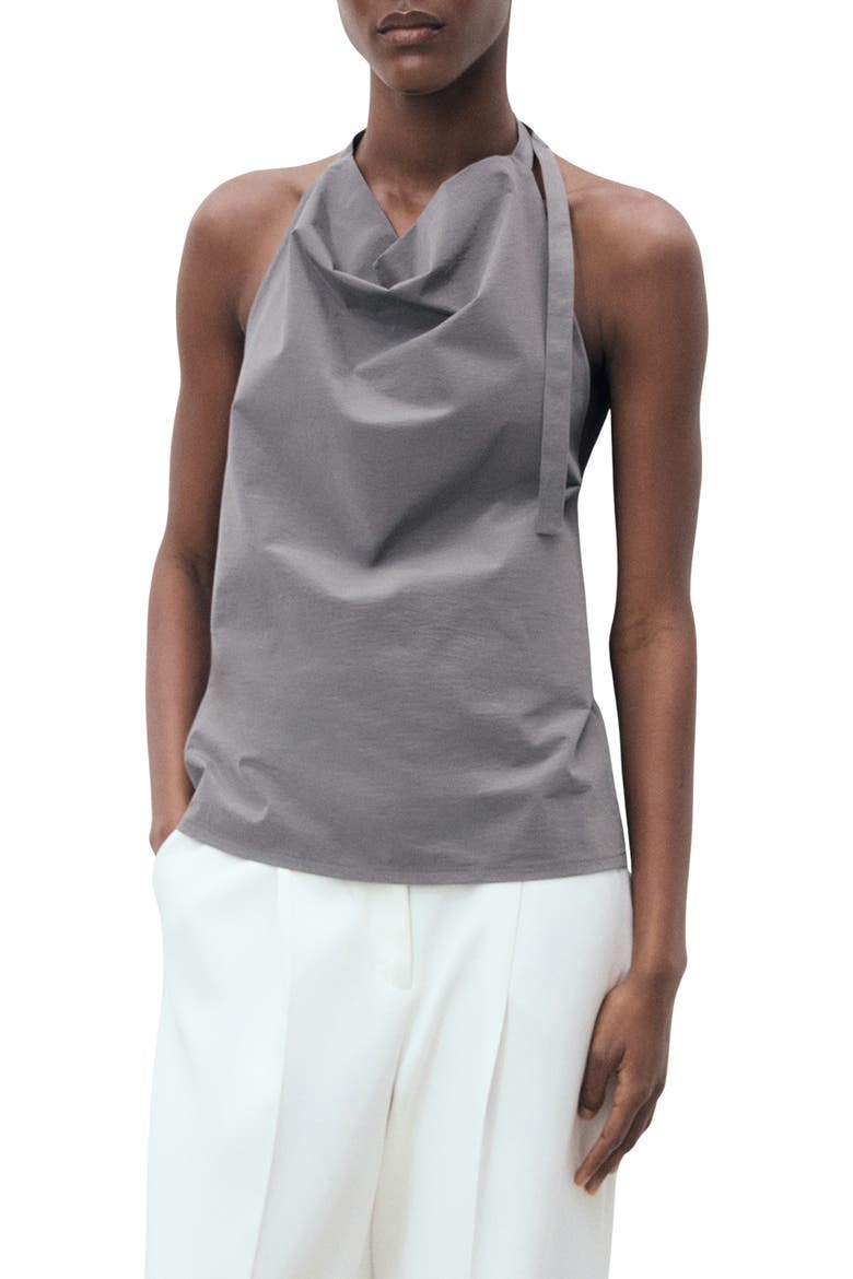 Drape Halter Top, Main, color, GREY