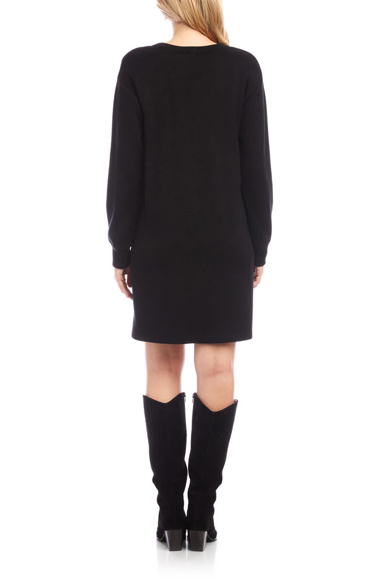 Karen Kane Button Detail Long Sleeve Shift Dress, Alternate, color, Black