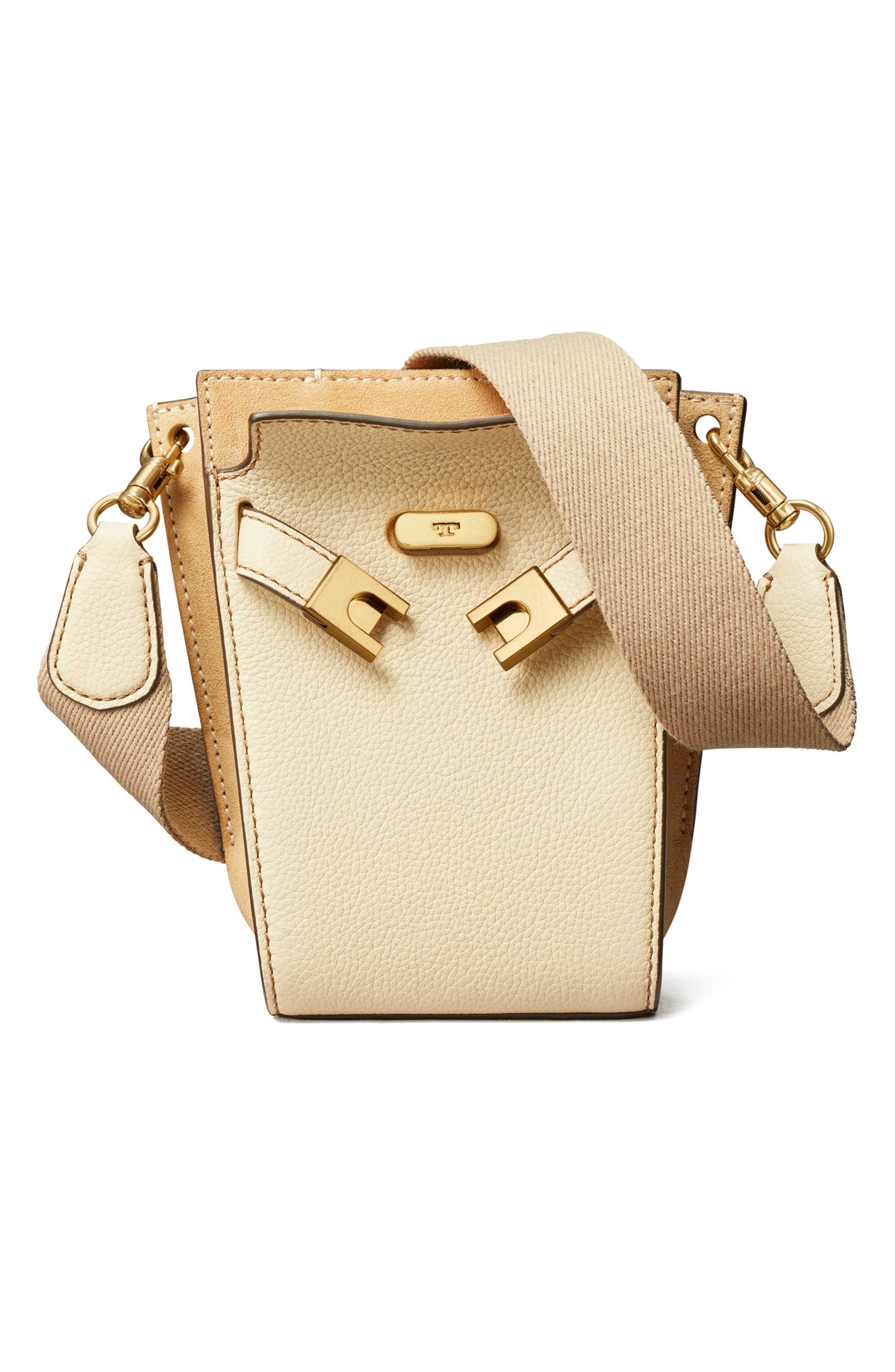 Tory Burch Lee Radziwill Petite Pebble Leather Bucket Bag, Alternate, color, 