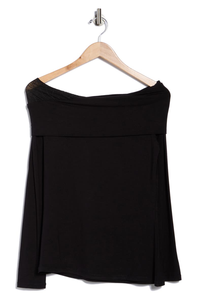 Off the Shoulder Mesh Top, Alternate, color, BLACK