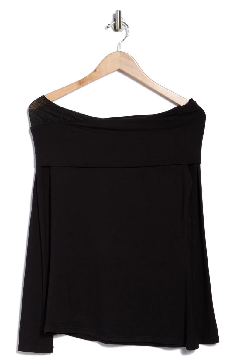 PATRIZIA LUCA Off the Shoulder Mesh Top, Alternate, color, Black