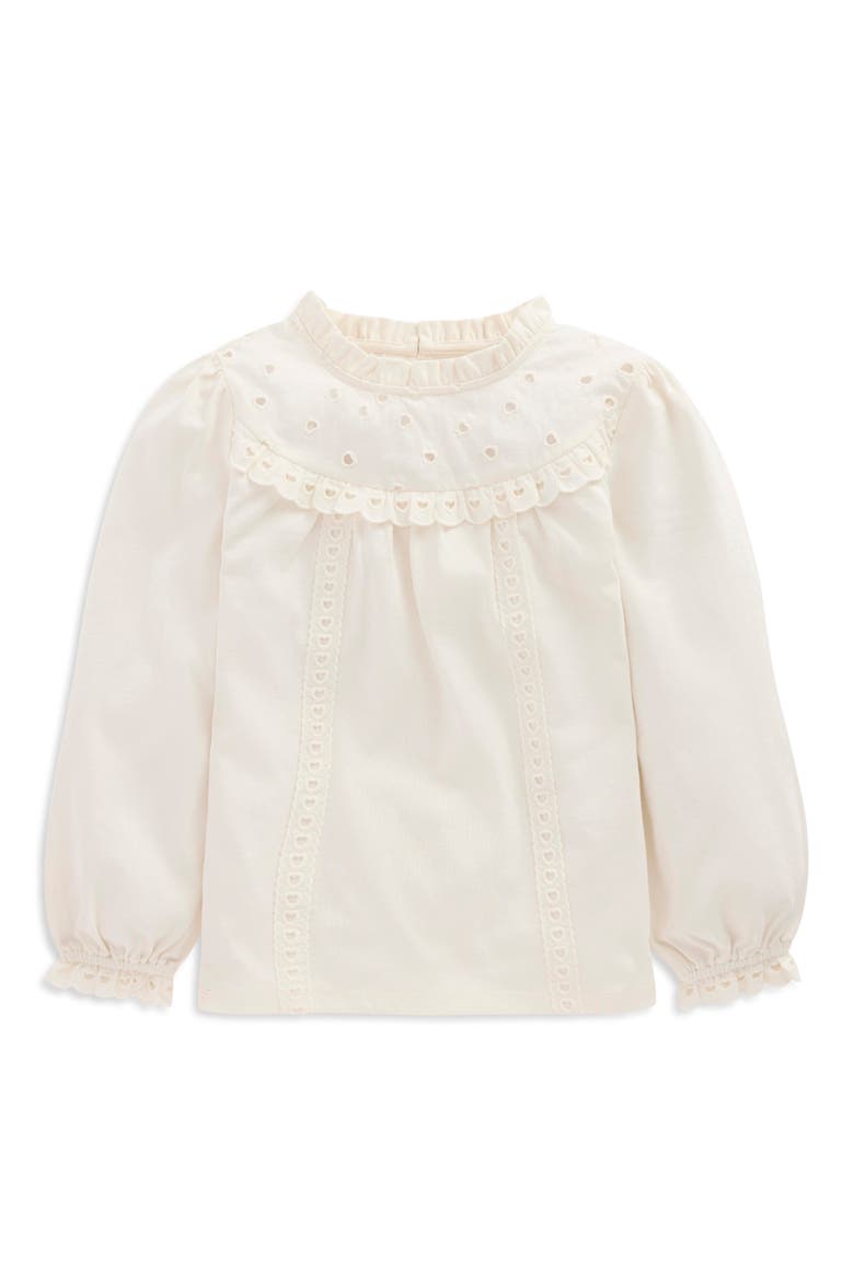 Kids' Heart Broderie Anglaise Top, Main, color, SOFT IVORY