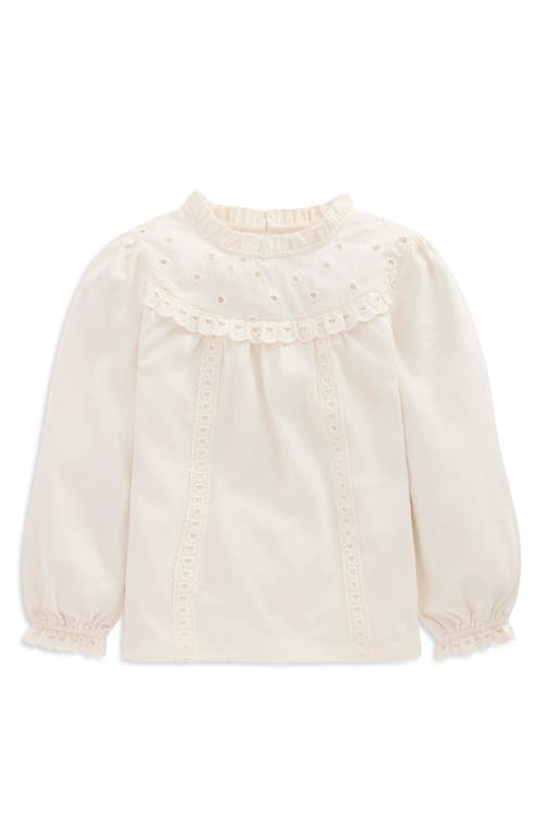 Mini Boden Kids' Heart Broderie Anglaise Top In White
