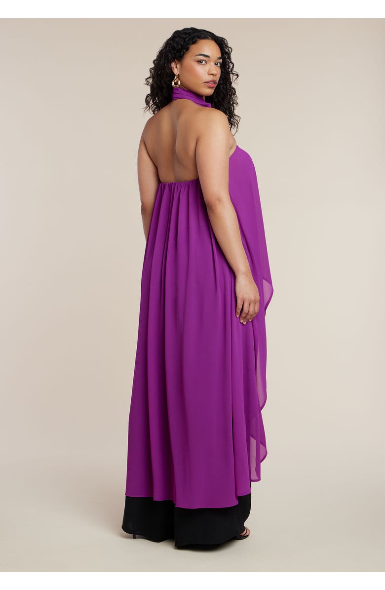 ELOQUII High-Low Halter Top, Alternate, color, Dark Purple