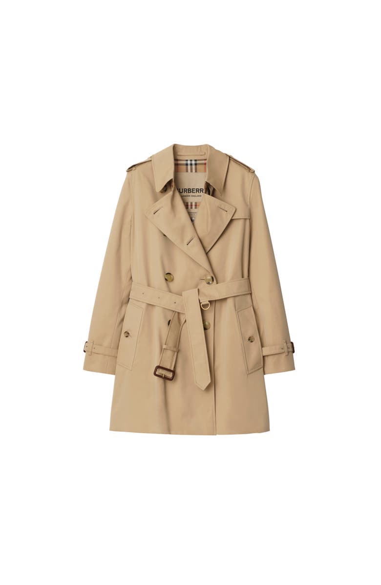 Burberry Short Kensington Heritage Trench Coat, Alternate, color, Honey Beige