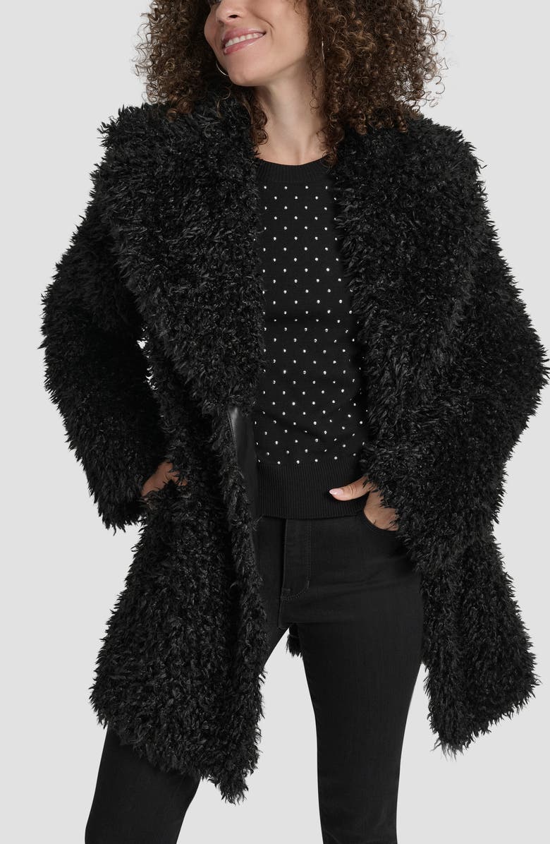 DKNY Faux Fur Jacket, Alternate, color, Black