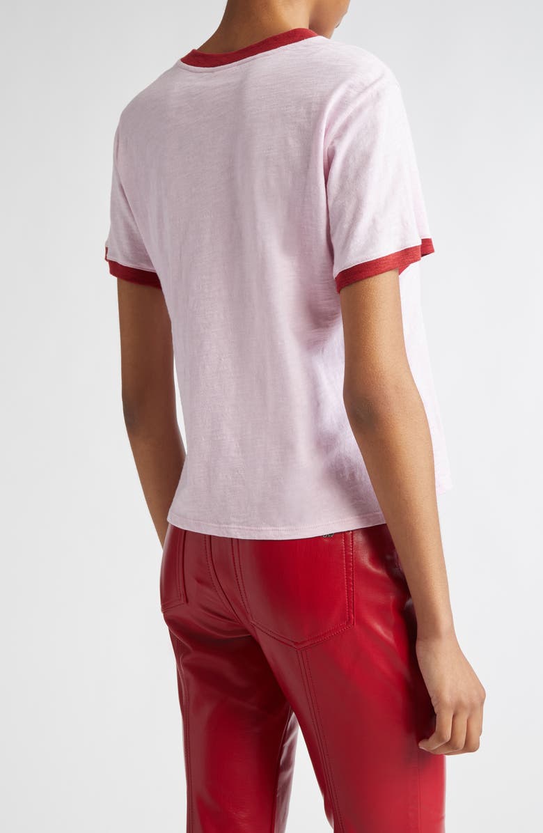 Cinq à Sept Paris New York Cotton Graphic Ringer T-Shirt, Alternate, color, Pink Opal