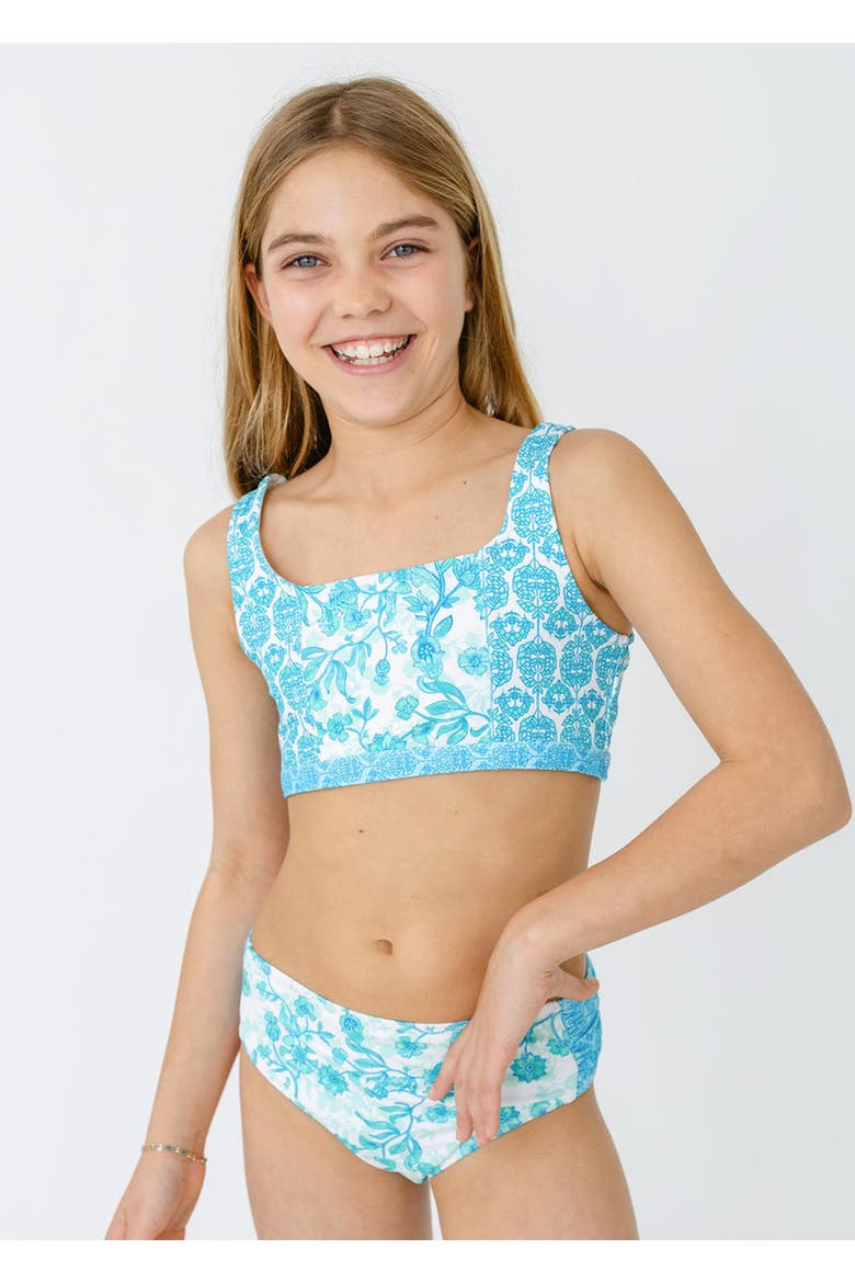 Girls 3-Piece Short Sleeve Rashguard Set, Alternate, color, Rosemary Beach