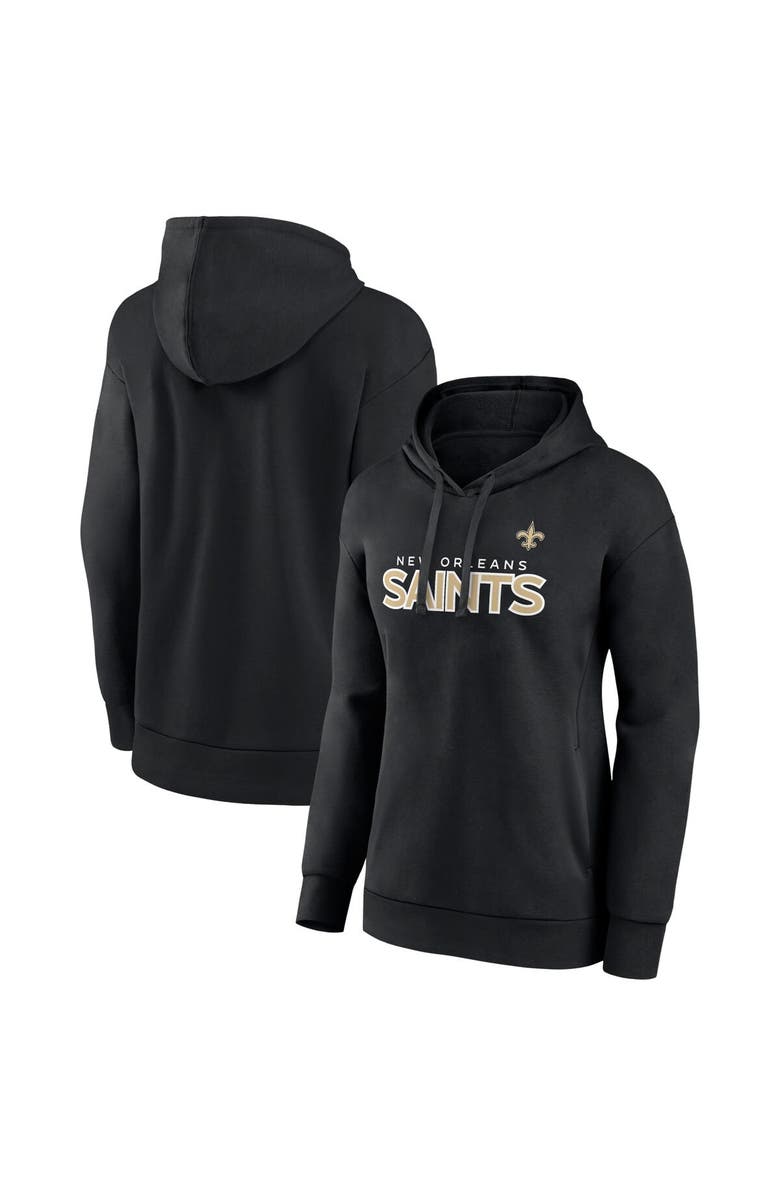 FANATICS Women's Fanatics Branded Black New Orleans Saints Iconic Cotton Fleece Checklist Pullover Hoodie, Alternate, color,