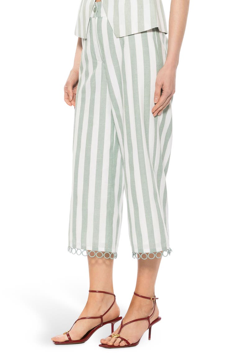 Lucy Wide Leg Ankle Crop Pants, Alternate, color, GREEN STRIPE