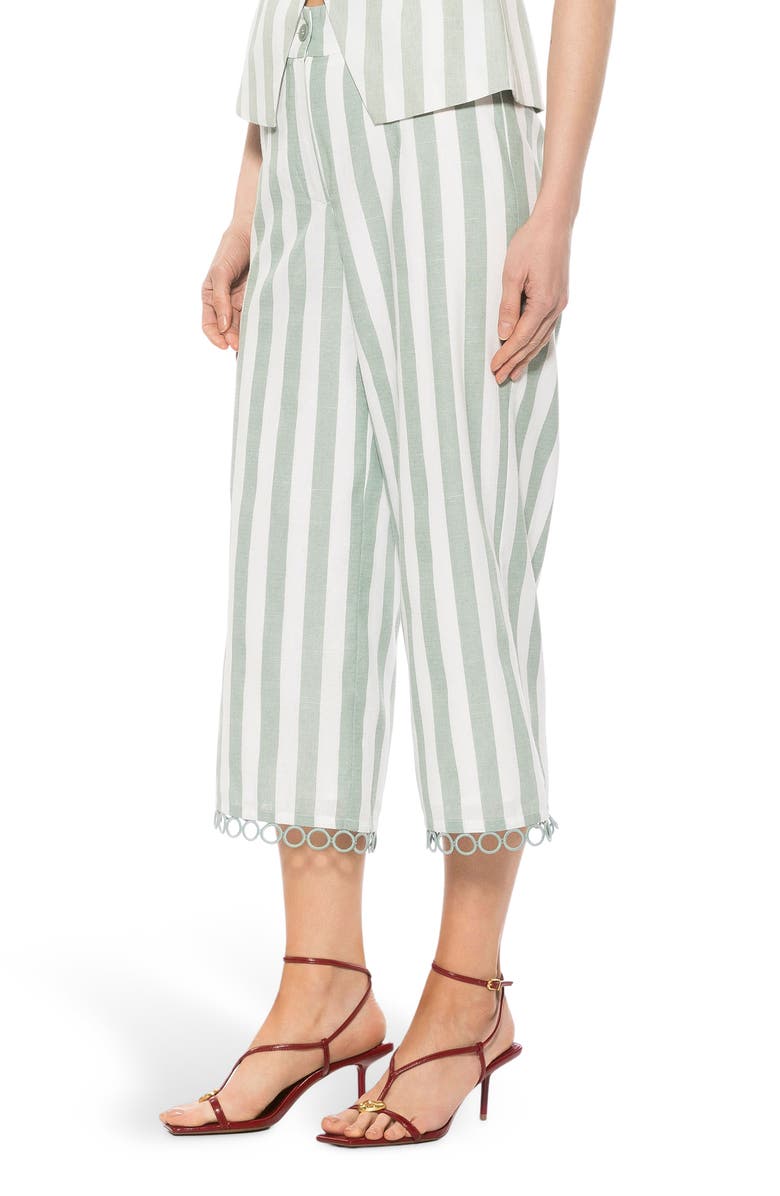 Alexia Admor Lucy Wide Leg Ankle Crop Pants, Alternate, color, Green Stripe
