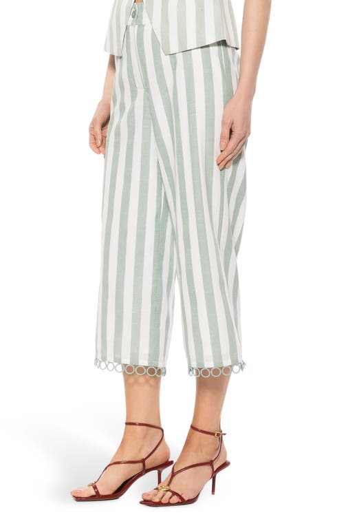 Alexia Admor Lucy Wide Leg Ankle Crop Pants In Green Stripe