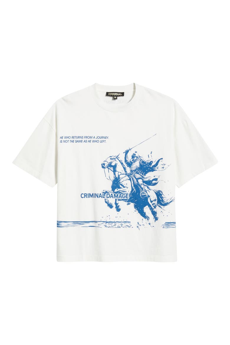 Samurai Graphic T-Shirt, Alternate, color, OFF-WHITE/ BLUE