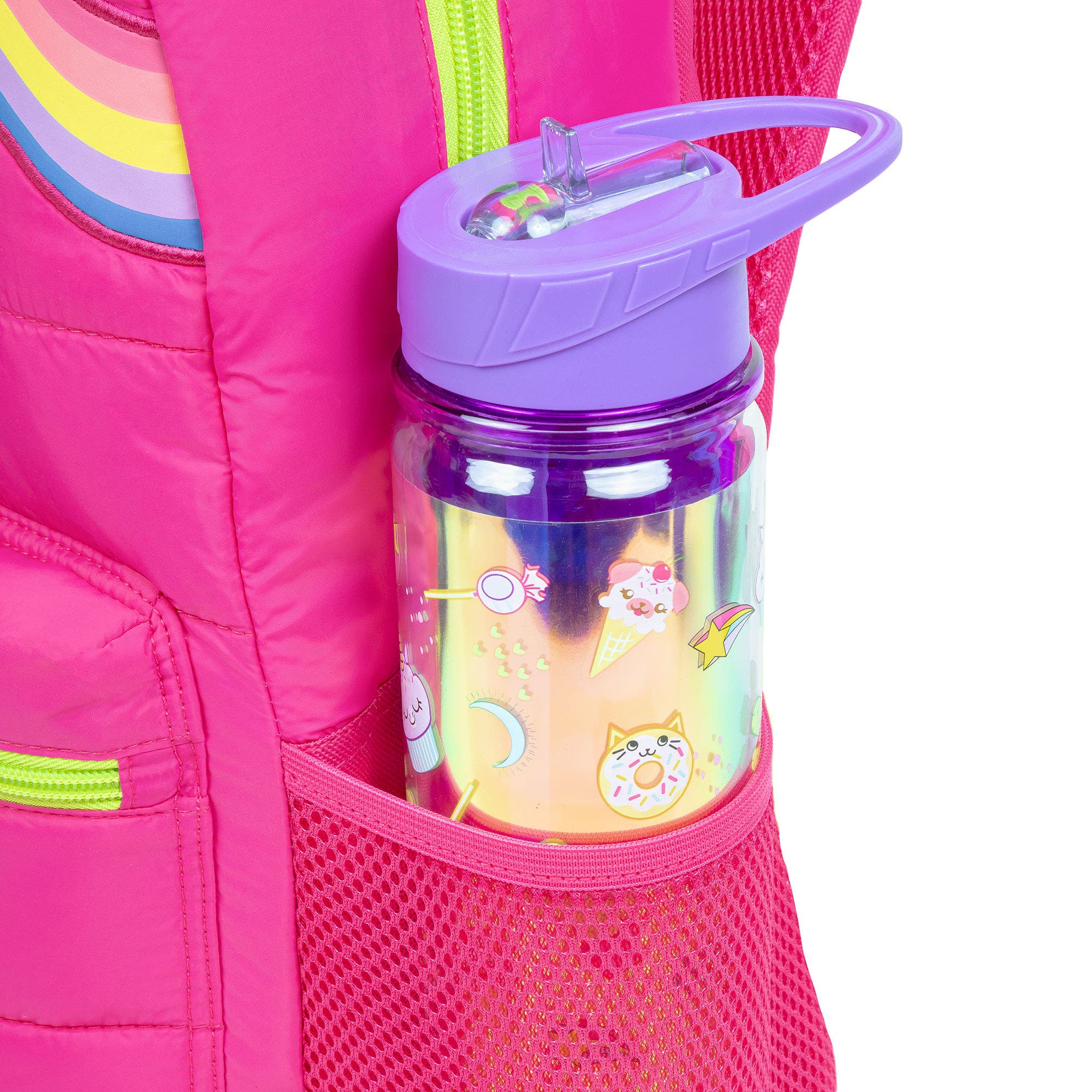 Style.Lab Debo Wavy Rainbow Puffer Backpack, Alternate, color, Pink