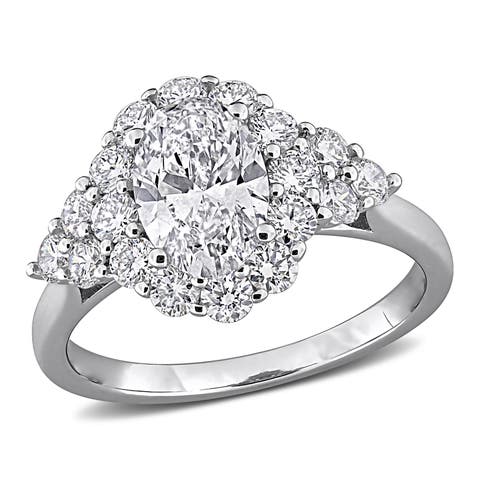 Lab Grown Diamond Ring Halo Engagement Ring