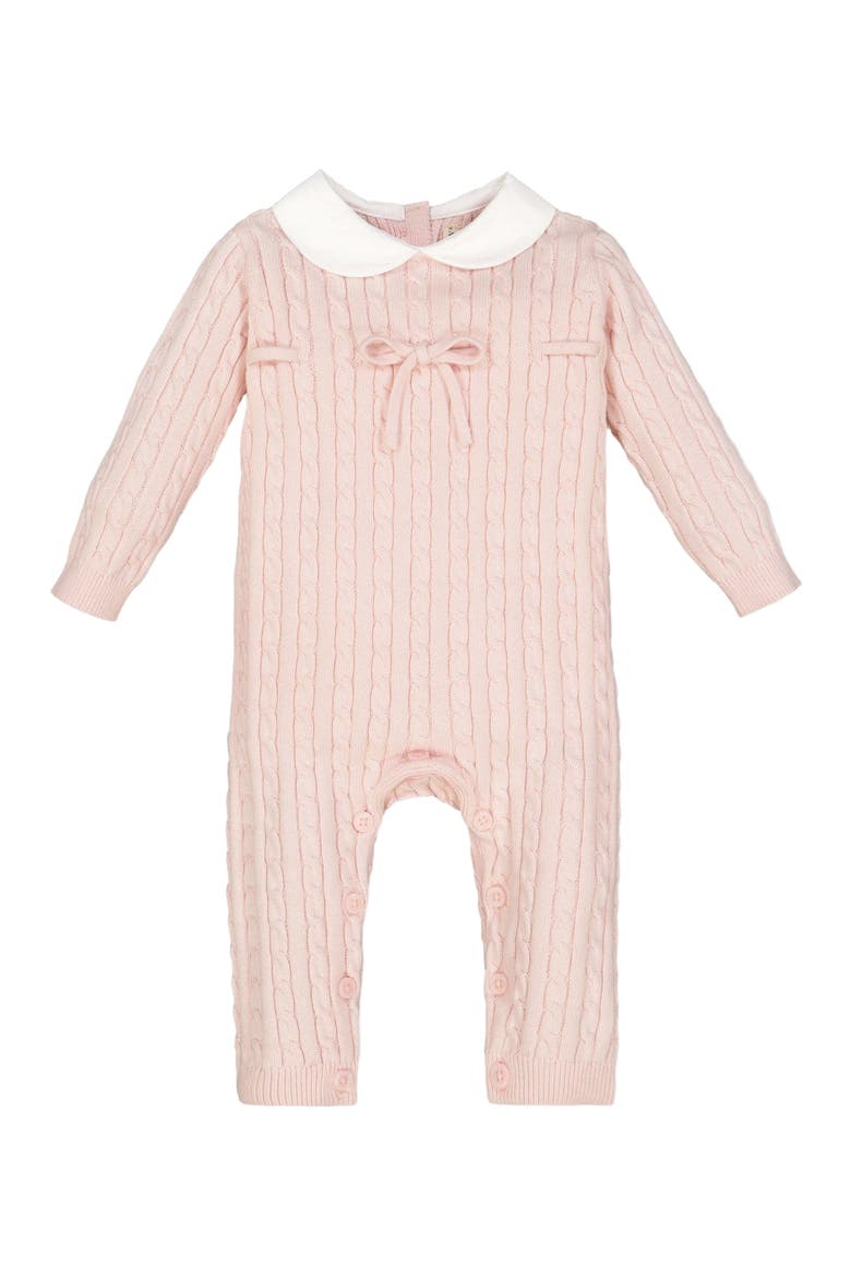 Baby Organic Cable Romper with Collar, Infant, Main, color, Pink