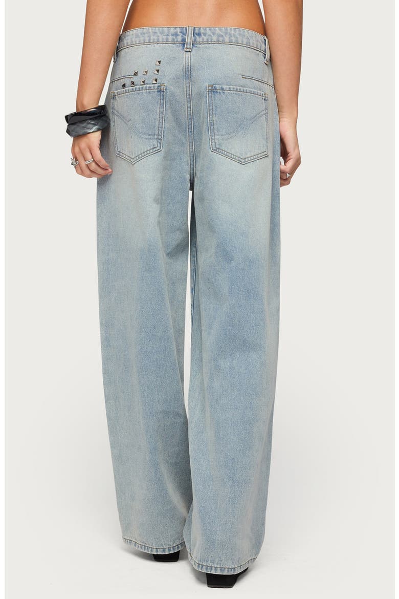 Oaklee Studded Low Rise Baggy Jeans, Alternate, color, BLUE-WASHED