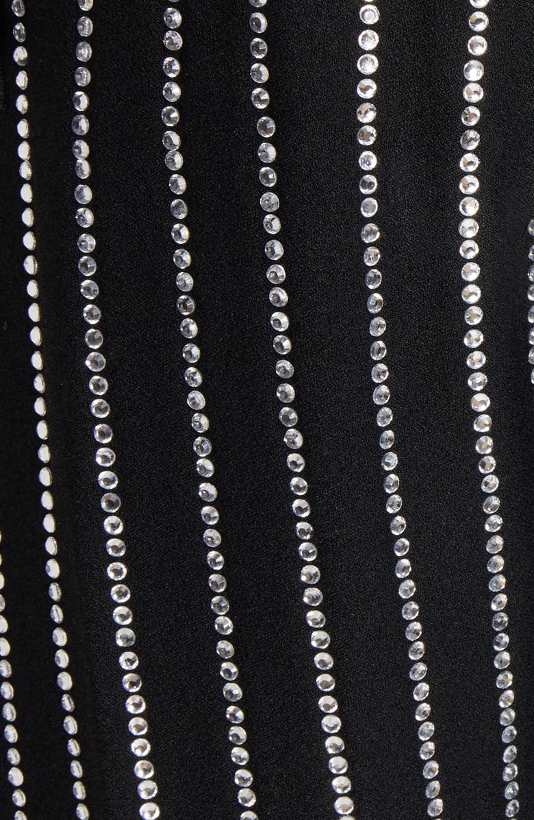 Balmain Crystal Stripe Straight Leg Crepe Dress Pants, Alternate, color, 