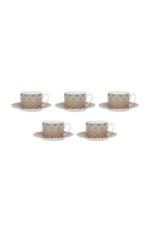 Missoni Home Zigzag Jarris Set Of 6 Tea Cups & Saucers In White