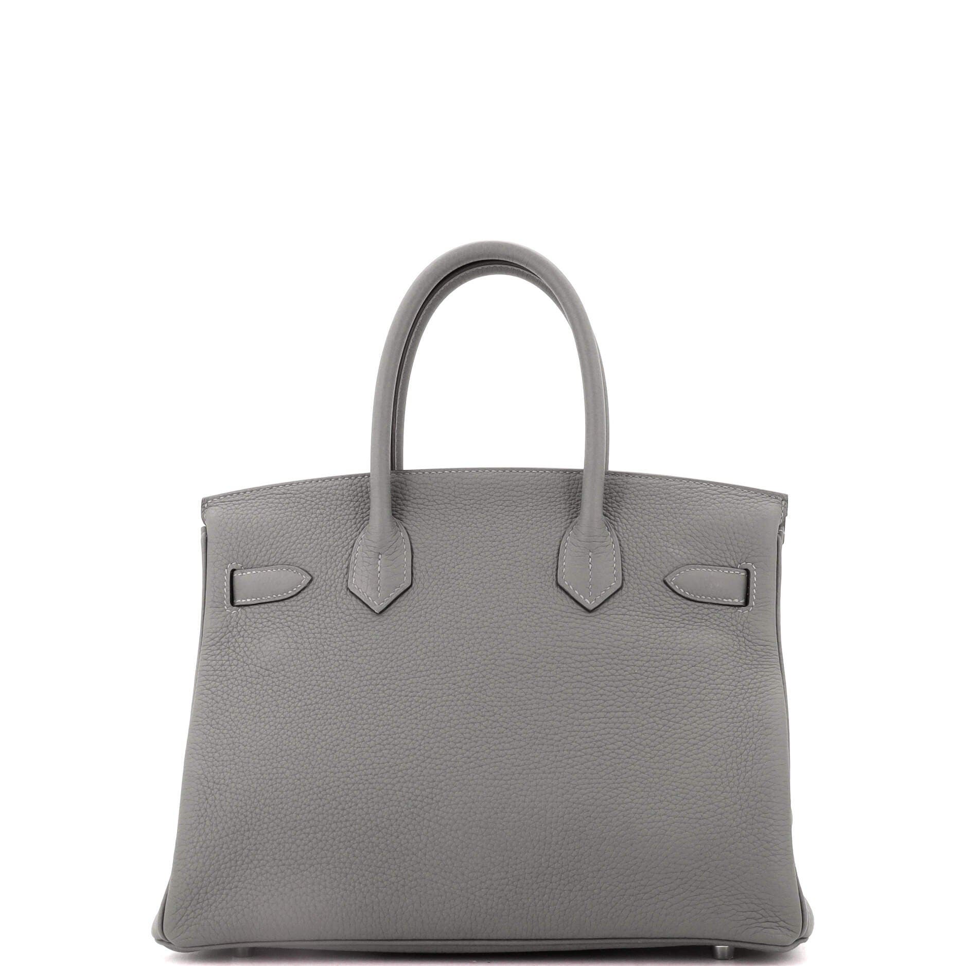 Pre-Owned Hermes Birkin Handbag Grey Clemence with Palladium Hardware 30, Alternate, color, Gris Meyer