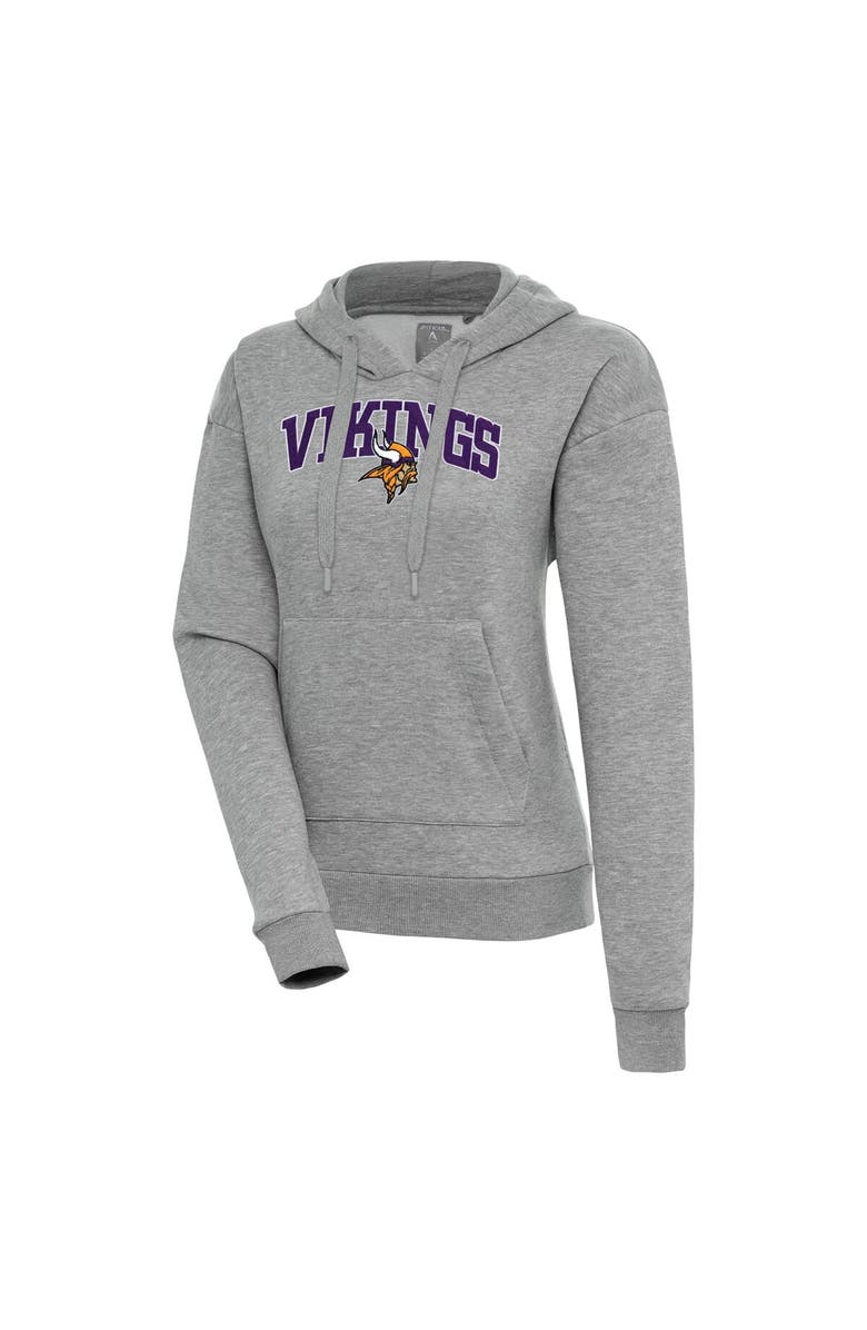 ANTIGUA Women's Antigua  Heather Gray Minnesota Vikings Victory Chenille Pullover Hoodie, Main, color, 