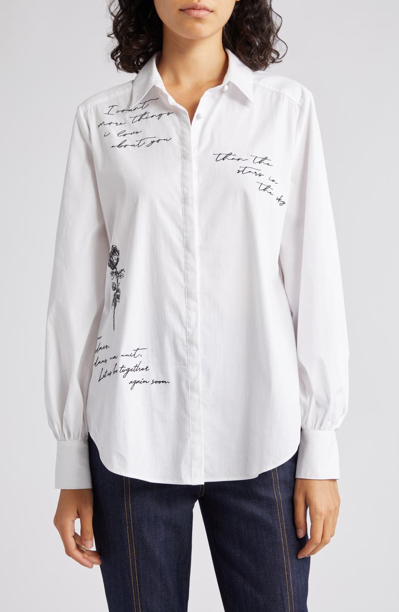 Cinq à Sept Kandice Mon Amour Embroidered Woven Shirt, Main, color,
