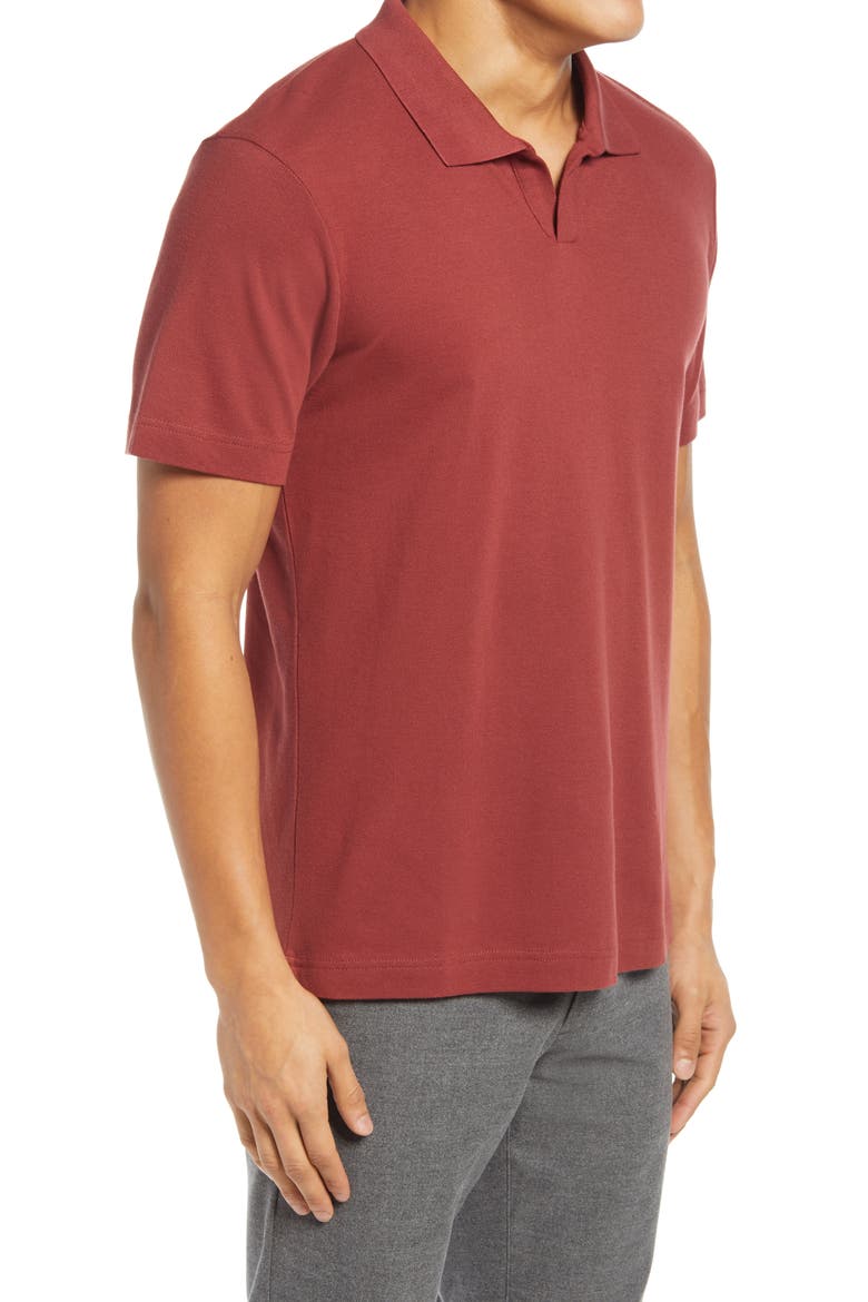 Paul 3463 Piqué Johnny Collar Polo, Alternate, color, BURNED RED