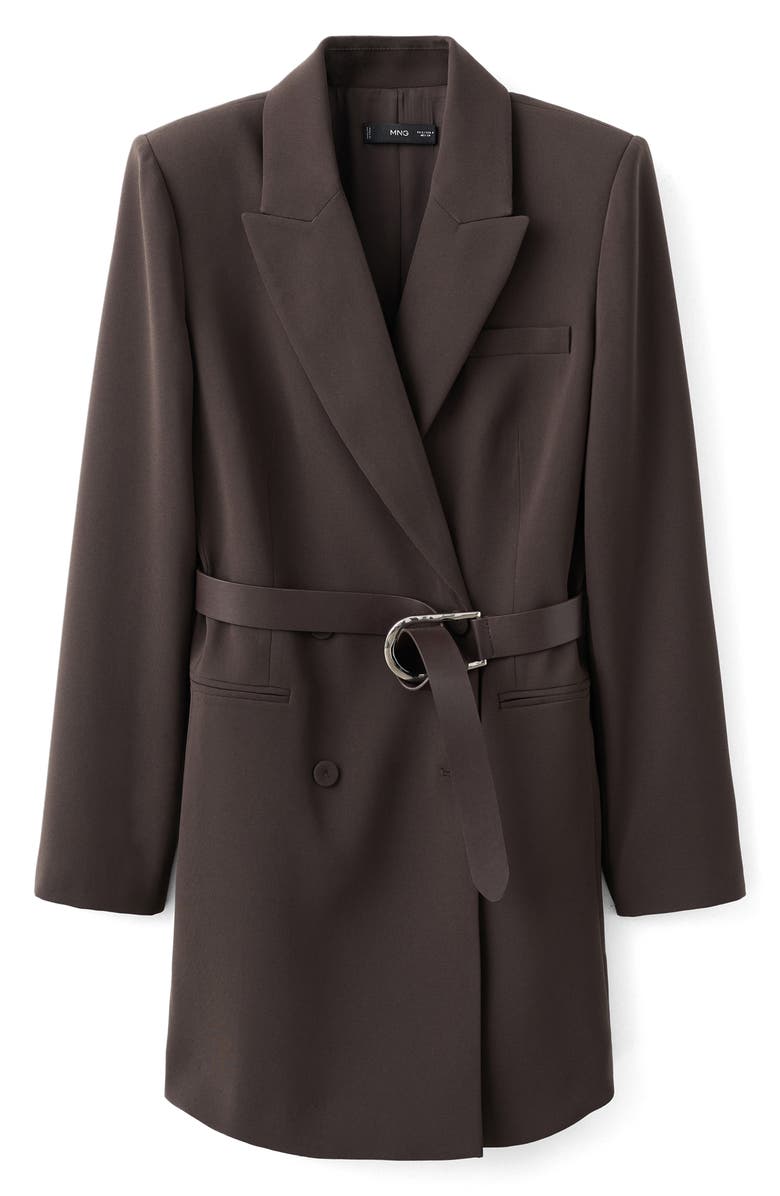 MANGO Loida Long Sleeve Double Breasted Coat Dress, Alternate, color, Chocolate