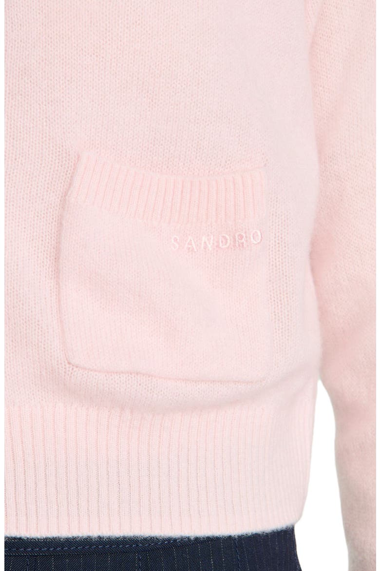 Cropped cashmere wool cardigan, Alternate, color, Light pink