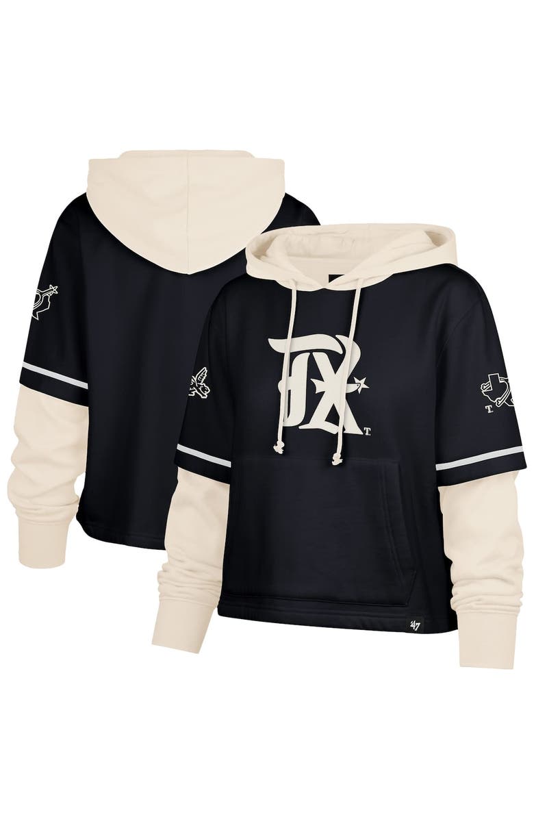 '47 Women's '47 Navy Texas Rangers City Connect Shortstop Cropped Pullover Hoodie, Alternate, color,