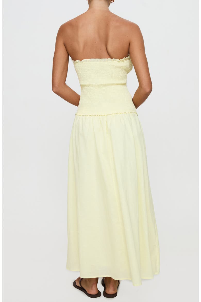 Tinsie Strapless Smocked Cotton & Linen Maxi Dress, Alternate, color, YELLOW