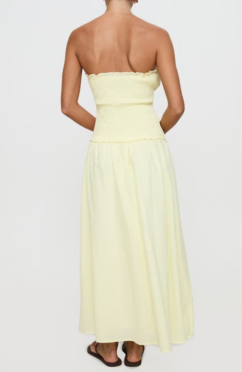 Princess Polly Tinsie Strapless Smocked Cotton & Linen Maxi Dress In Neutral