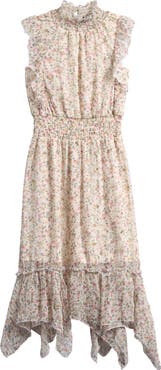 Ava & Yelly Kids' Floral Print Sleeveless Chiffon Maxi Dress