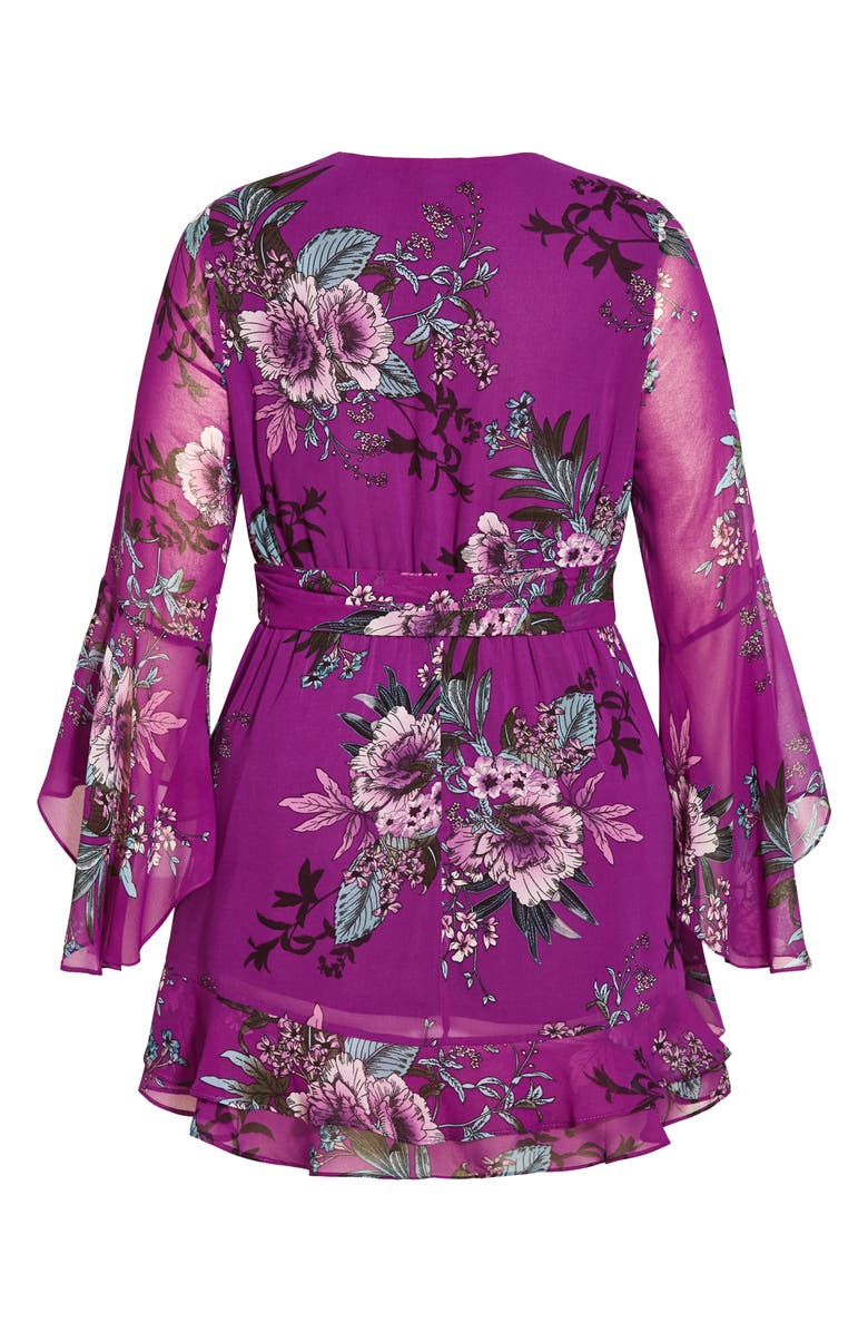 City Chic Wild Flutter Long Sleeve Dress, Alternate, color,