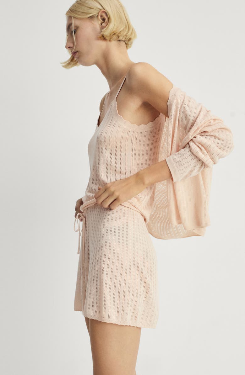 MANGO Pointelle Pajama Shorts, Alternate, color, Salmon