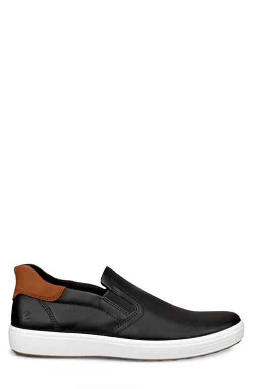 Ecco Soft 7 Slip-on Sneaker In Black/cognac