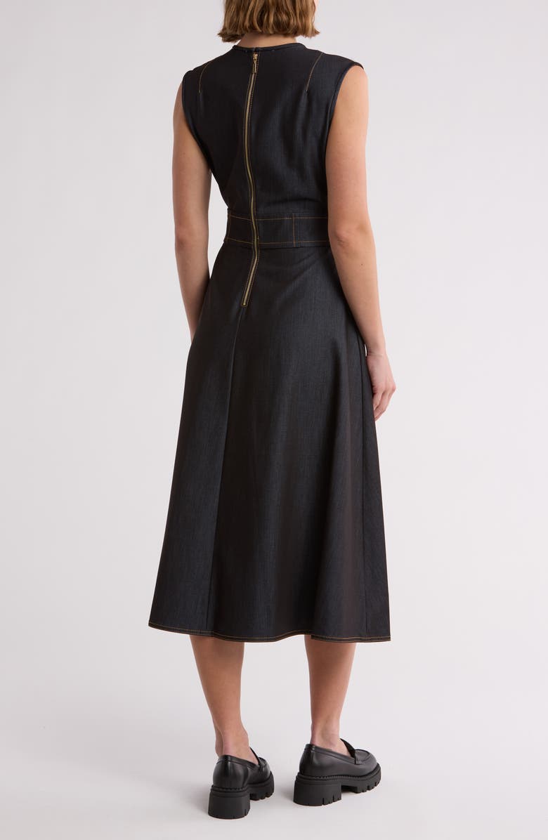 Calvin Klein Belted Denim Midi Dress, Alternate, color,