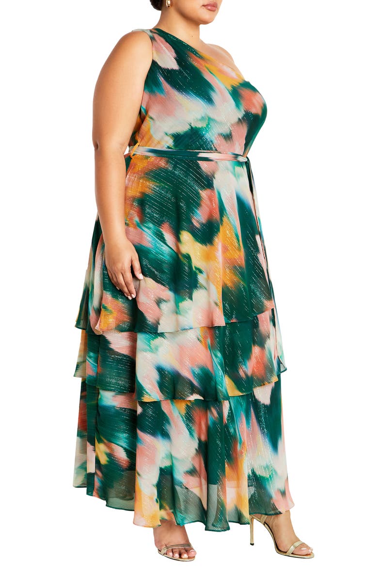 Rendezvous One-Shoulder Sleeveless Tiered Maxi Dress, Alternate, color, RENDEZVOUS