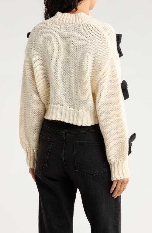Roffe Accessories Bow Cardigan In Neutral