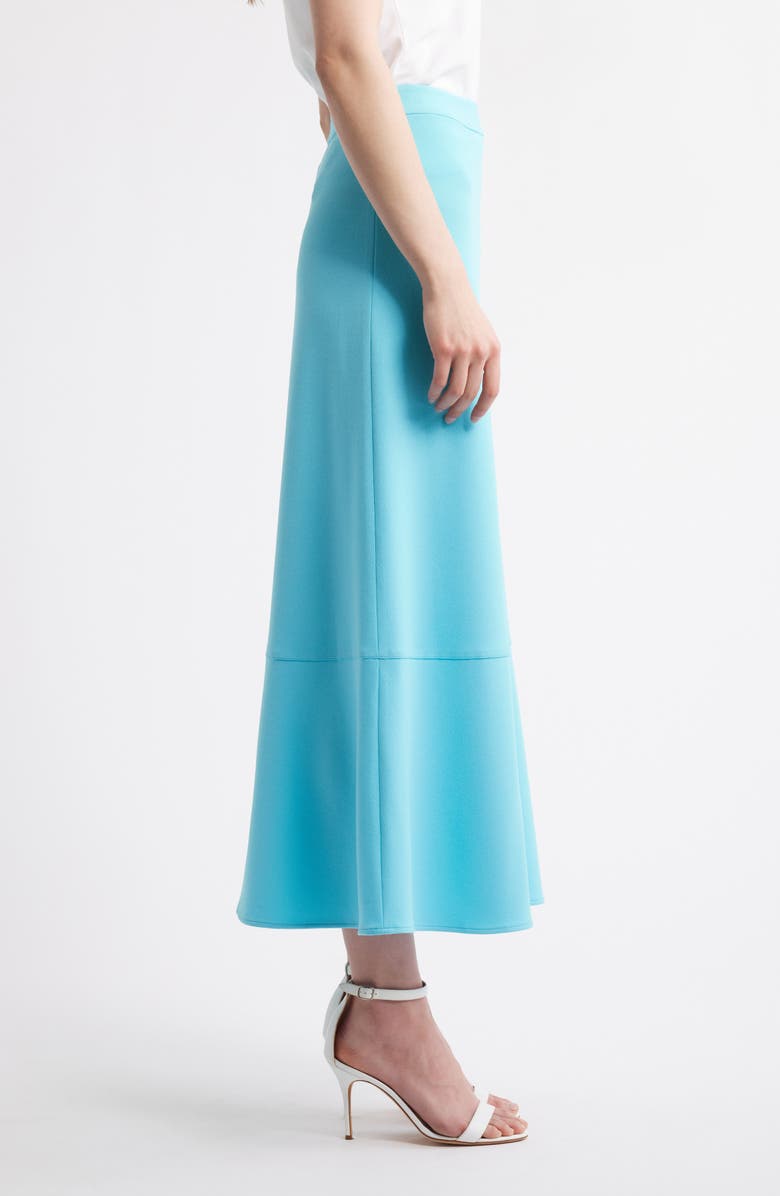 Ming Wang Heritage Fit Flare Deco Crêpe de Chine Maxi Skirt, Alternate, color, Calypso Blue