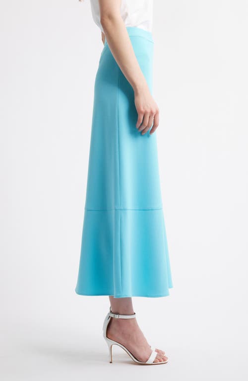 Ming Wang Heritage Fit Flare Deco Crêpe De Chine Maxi Skirt In Calypso Blue