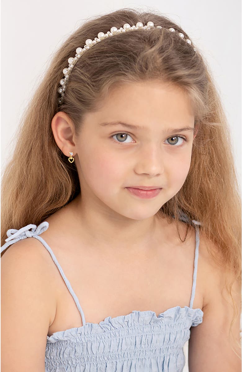 In Season Jewelry 14k Heart to Heart Dangle Earrings, Alternate, color, Gold