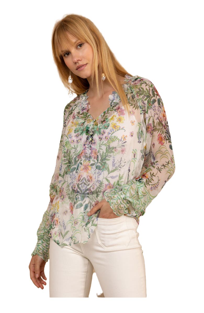Hale Bob Monica Silk Floral Applique Top, Alternate, color, 