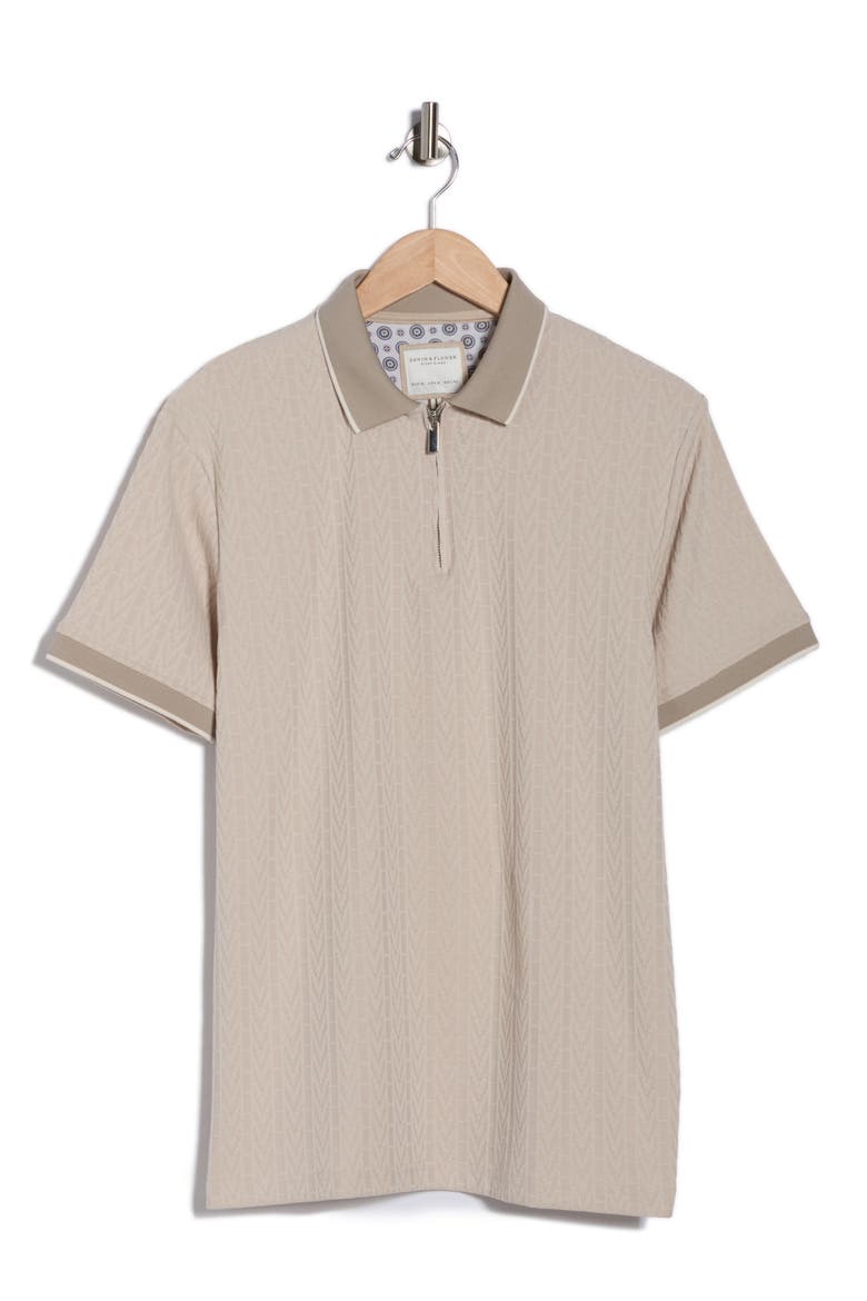Tipped Textured Quarter Zip Polo, Alternate, color, BEIGE