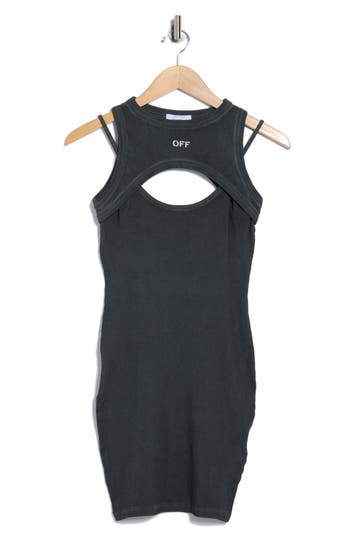 Off-white Layered Mini Dress With Cut Out Details In Gray