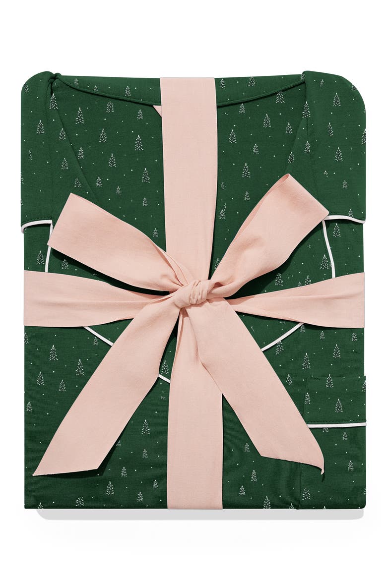 Gisele Printed Long Pajamas, Alternate, color, WINTERPINE FOREST GREEN/ IV