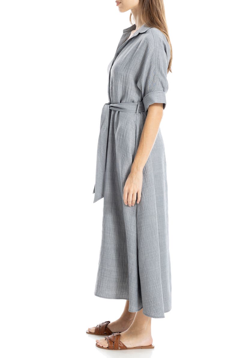 MAX STUDIO Short Sleeve Textured Maxi Shirtdress, Alternate, color, Heather Grey