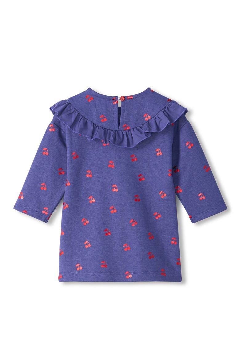 Kids' Foil Cherries Ruffled Dress, Alternate, color, SKIPPER BLUE