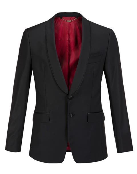 Crystal Slogan Wool Blend Evening Jacket Men